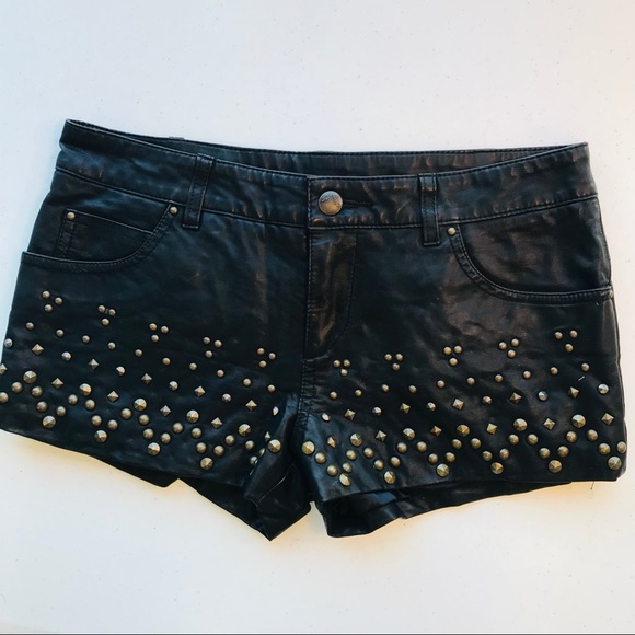 Free People Studded Rocker  Vegan Leather Shorts 2 - Picture 6 of 10
